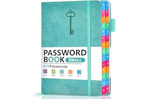 hi!SCI Small Password Keeper Book with Colorful Alphabetical Tabs, Hardcover Password Log-book for Internet Password and Webs