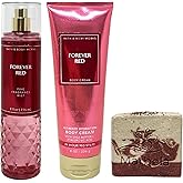 Bath & Body Works Forever Red Fragrance Mist and Body Cream Duo Set with a Cherry On Top Bar Soap - Full Size