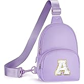 YOOLIFE Birthday Gifts for Girls Women, Valentines Day Gift for Teen Girls Women Initial Sling Bag | Initial Monogram Crossbody Bag Galentines Day Gift for Teen Girl Year Old Birthday Gifts (Purple A)