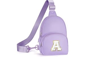 YOOLIFE Birthday Gifts for Girls Women, Personalized Initial Pink Sling Bag for Teen Girls | Initial Crossbody Bag Purse for Teen Girl Year Old Birthday Gift, Christmas Gifts for Teens Girl (Purple A)