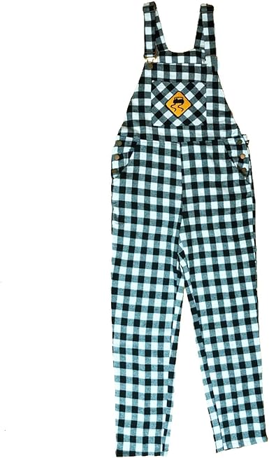 black and white plaid overalls