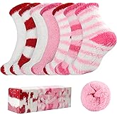 Bulinlulu Fuzzy Socks with Grips Plush Sleep Cozy Winter Soft Hospital Fluffy Socks for Womens Mens Valentine's Day Gifts