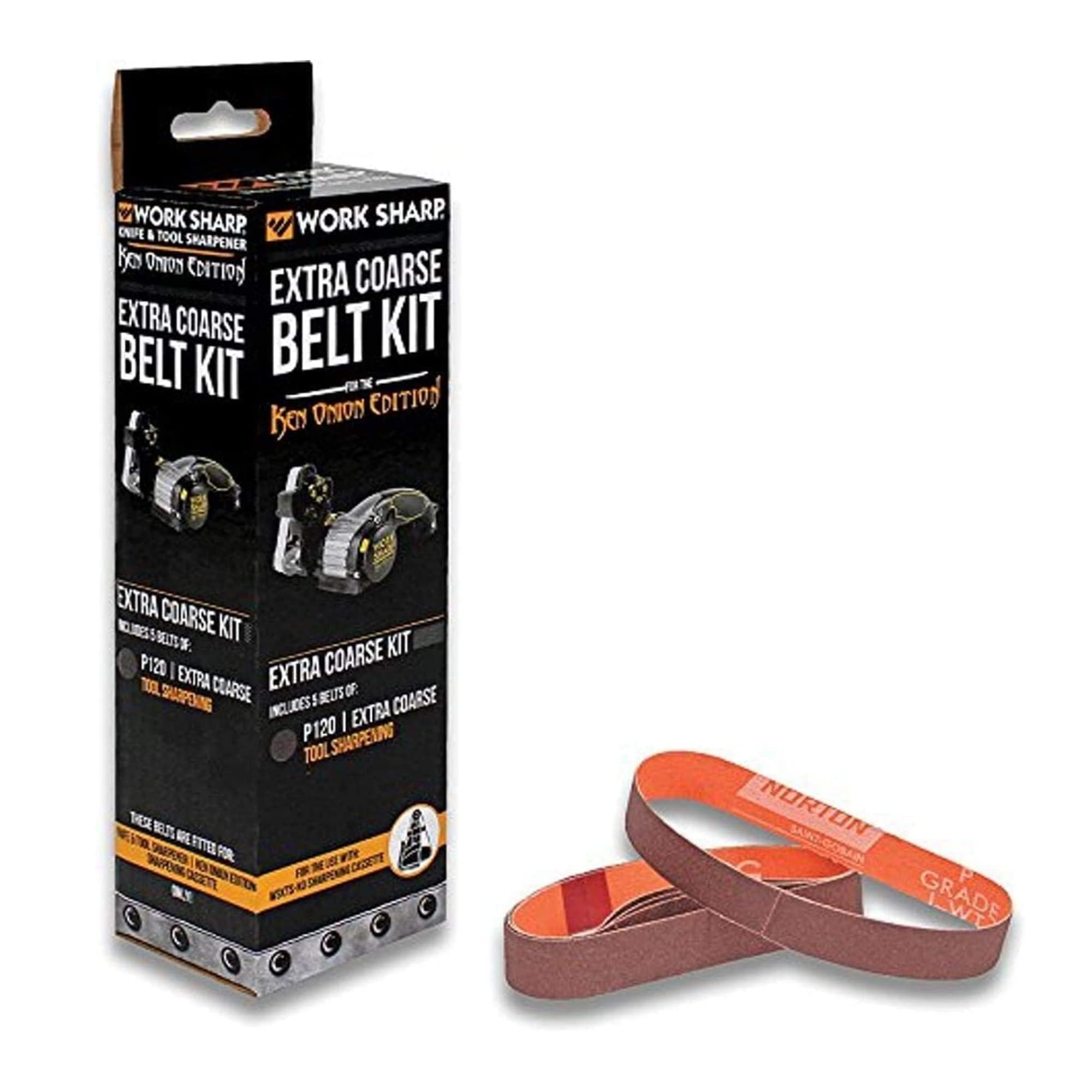 WORK SHARP & Ken Onion Edition Knife and Tool Belt Kit – WSSAKO81117 Blade Grinder Attachment with Abrasive Extra Cource Grit Belt Kit – Knife & Tool Sharpener Replacement Belt Kit