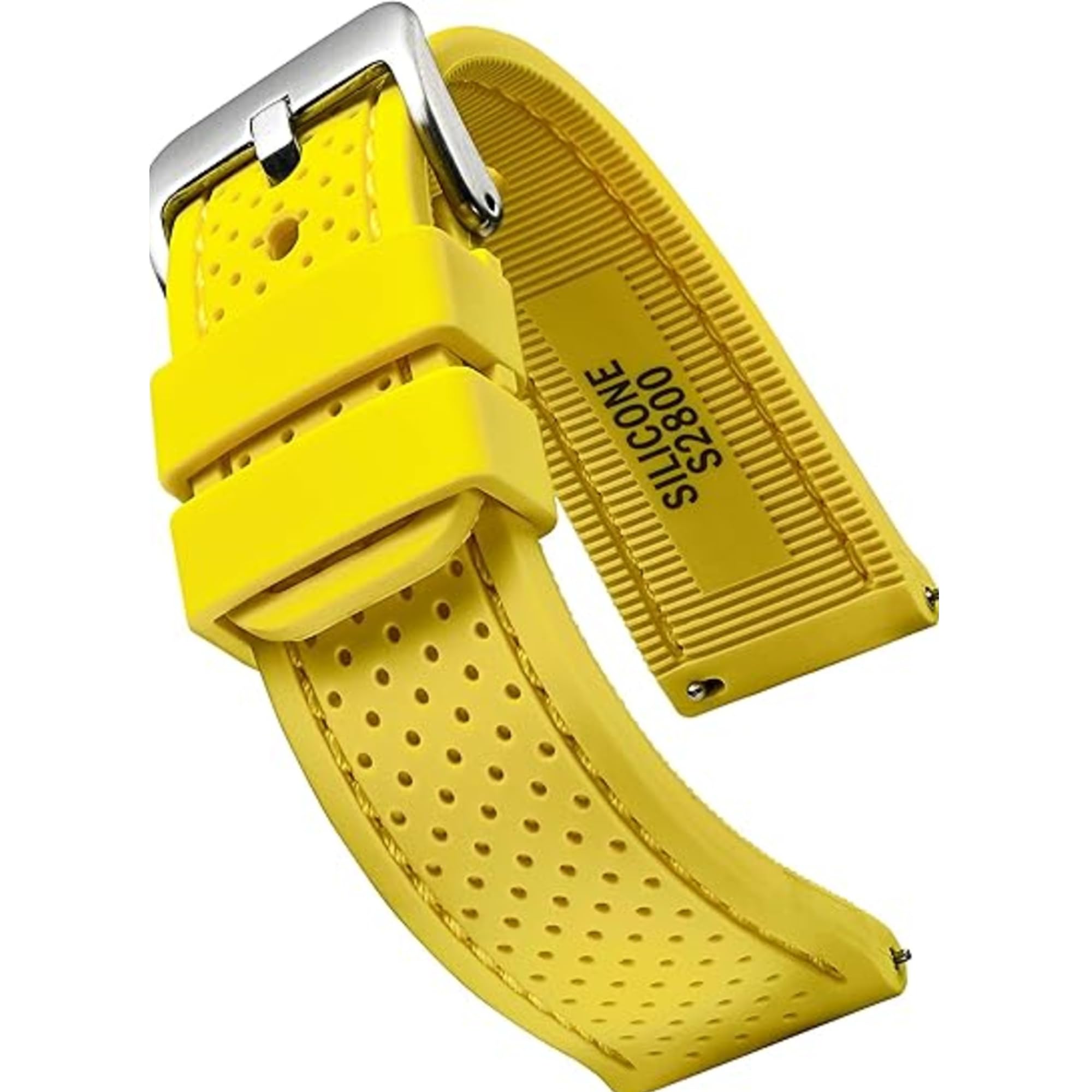 ALPINE Sporty Premium Soft Silicone Adjustable Watch Band - Replacement Rubber Watch Bands for Women & Men - Waterproof Quick Release Watch Straps - Compatible with Regular & Smart Watch Bands, YELLOW