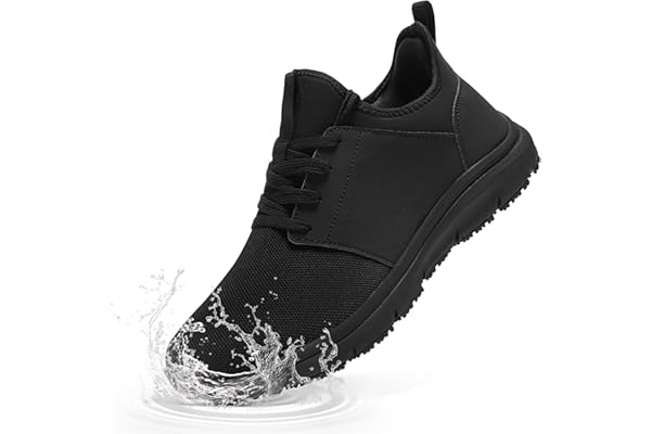 ZIGSAM Non Slip Waterproof Shoes for Men Wide Kitchen Work | SRC Slip Resistant Soles Slip On Walking Waiter Sneakers Lightwe