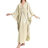 Bsubseach Kaftan Dresses for Women Sparkly Caftan Beach Cover Up | Onesize Glitter Batwing Sleeve Caftan, Cute Moo Moo Side Slit Dress, Resort Swimwear Coverups