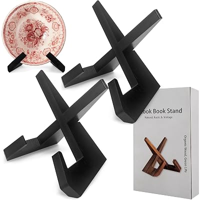 masteymoh Retro Record Stand Pack of 2, Retro Record Holder for Hallway Decoration, Wooden Record Stand, Country Rustic Plate Stand for Display, Farmhouse Style Plate Display Stand (2 in Black)