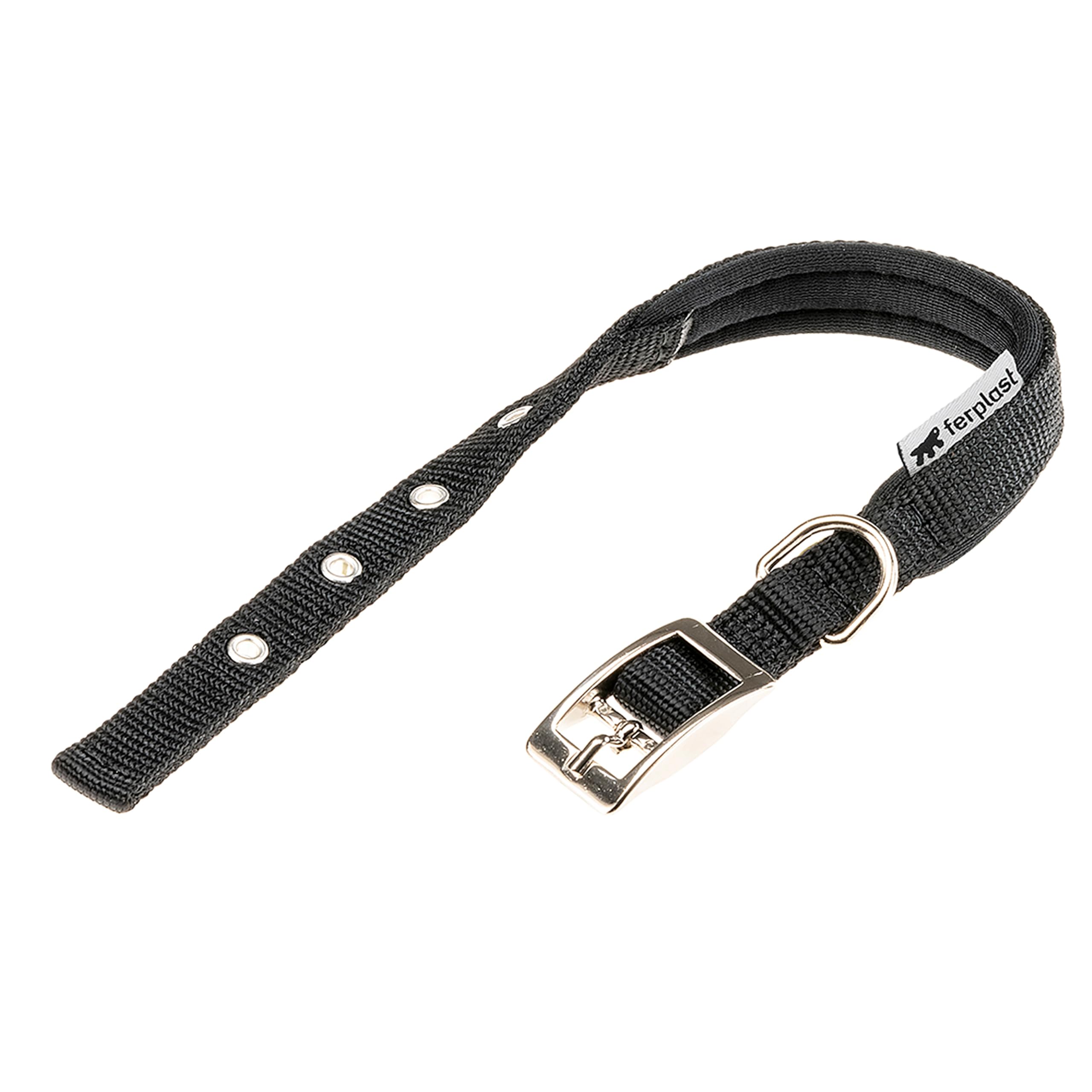 Ferplast Small Dog Collar Adjustable Padded Nylon Dog Collar Metal Buckle, Neck Size 23-31 cm, Black — image 1