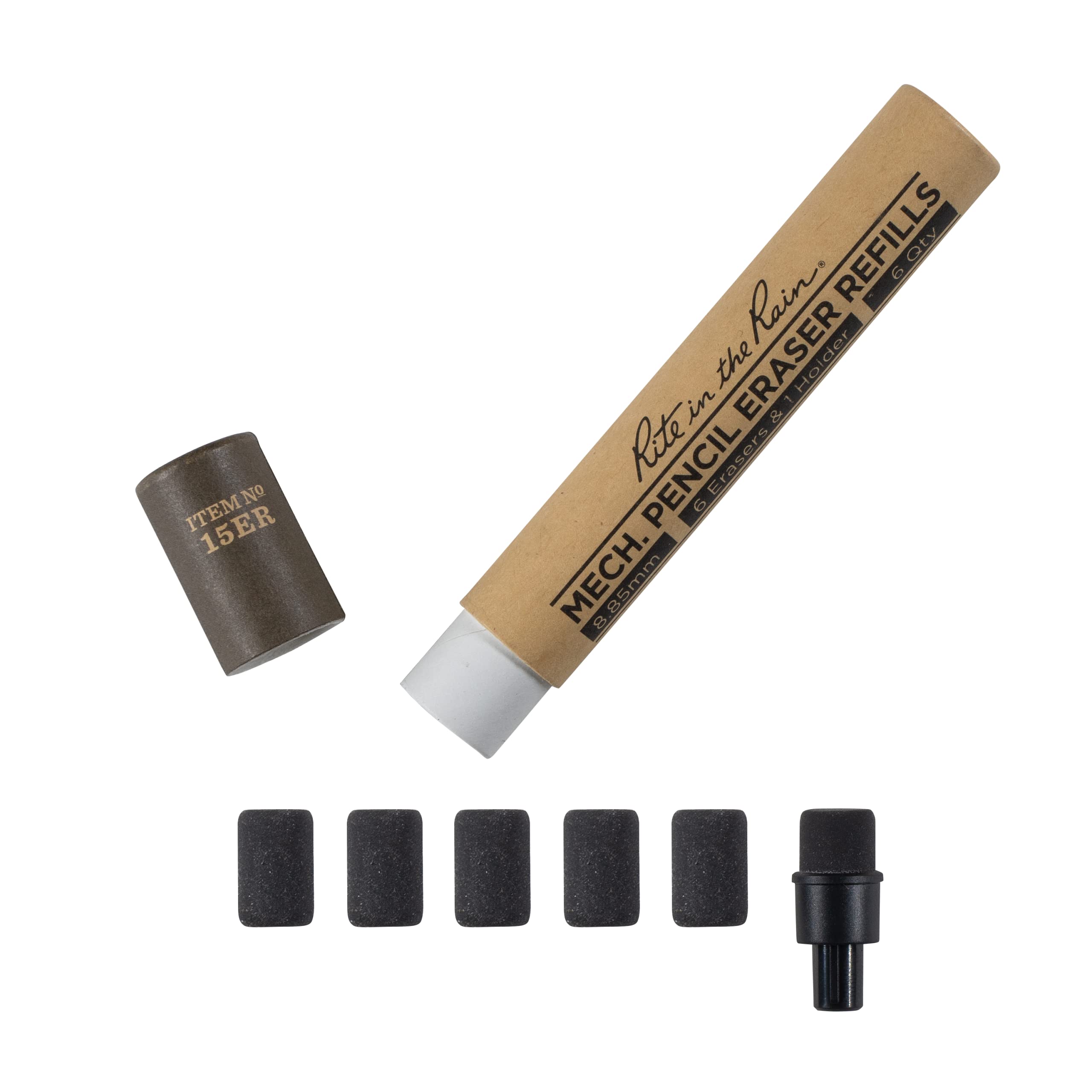 Photo 1 of Rite in the Rain Weatherproof Eraser Refill Pack, 6 pack, fits 15 series Rite in the Rain Pencils (No. 15ER)