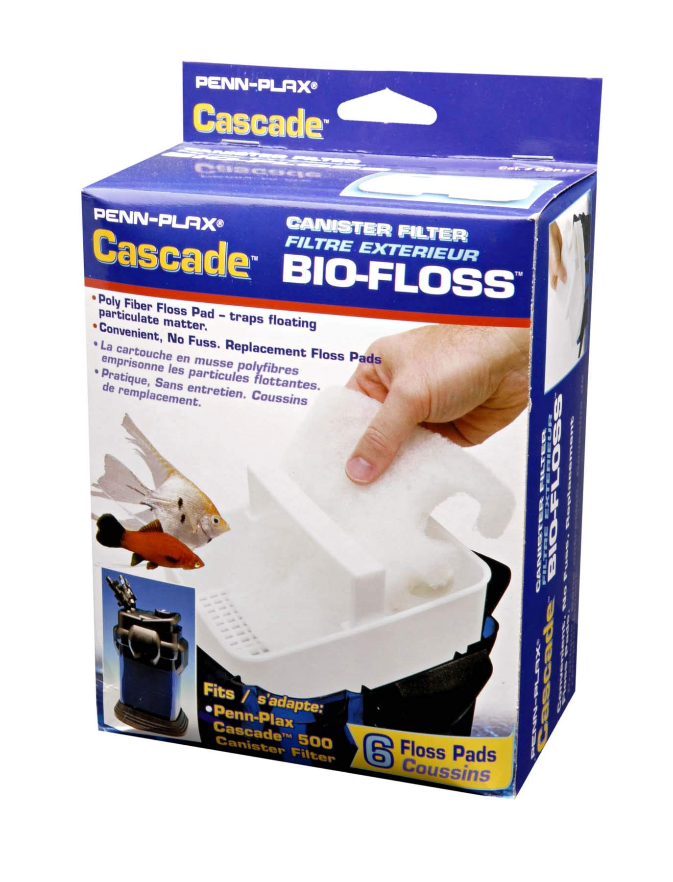 Penn-Plax Cascade 1200/1500 GPH Floss Pads, 6-Pack