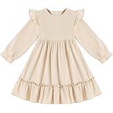 DREAM BUS Ruffle Long Sleeve Baby Girls Sweater Dress Holiday and Party Textured Toddler Fall Dress for 18M-6 Years