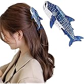 Dark Blue Whale Shark Hair Clips, Hapdoo Cute Ocean Sea Animal Hair Claw Clip for Women Girls, Acetate Nautical Marine Hair Accessories Gift
