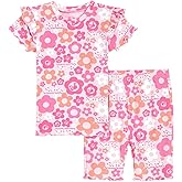 Barbie Floral Girls Ribbed T-Shirt and Shorts Outfit Set Toddler to Big Kid Sizes (2T - 14-16)