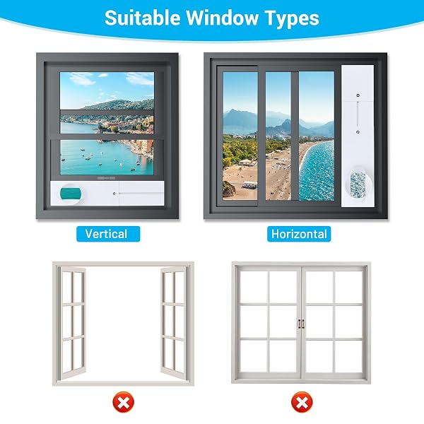 MRRIHAND PORTABLE AC VENT KIT WITH 5.1” EXHAUST HOSE & COUPLER, UPGRADED SEAMLESS AIR CONDITIONER VENT KIT, ADJUSTABLE WINDOW SEAL FOR SLIDING VERTICAL & HORIZONTAL WINDOWS