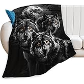 Wolf Throw - Animal Fleece Blanket for Girls, Women, Men & Boys - Soft, Warm & Cozy - 50"x40"