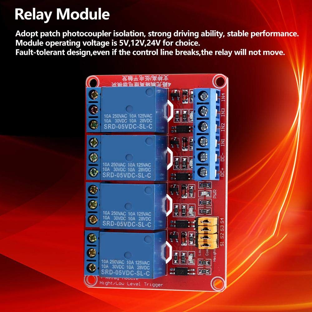 4 Channel Relay Module, 4 Channel Relay Board 5V Relay Module with ...