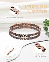 Jeracol Ladies Copper Bracelet Magnetic Adjustable 21.5cm Gift Box view 2
