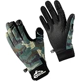 Ice Fishing Gloves, Touchscreen Thermal Cold Weather Winter Fishing Gloves | Silicone Non‑Slip Palm, Windproof Elastic Cuffs, 3 Exposed Fingers, for Hunting, Kayaking &amp; Winter Outdoor Sports, Green Camo