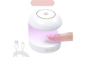MEKK Mini UV Light for Gel Nails, LCD Mini Nail Lamp One Finger UV LED Nail Lamp 60s/120s Timing Modes Nail Lamp Professional LED Nail Lamp Innovative UV Light for Nails with 1PC Nail File (White)
