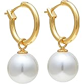 Pearl Earrings for Women 18K Gold Plated Huggie Hoop Earrings with Freshwater Pearls AAAA+ Handpicked Hypoallergenic Drop Stud Earrings Trendy Gold Jewelry Gift