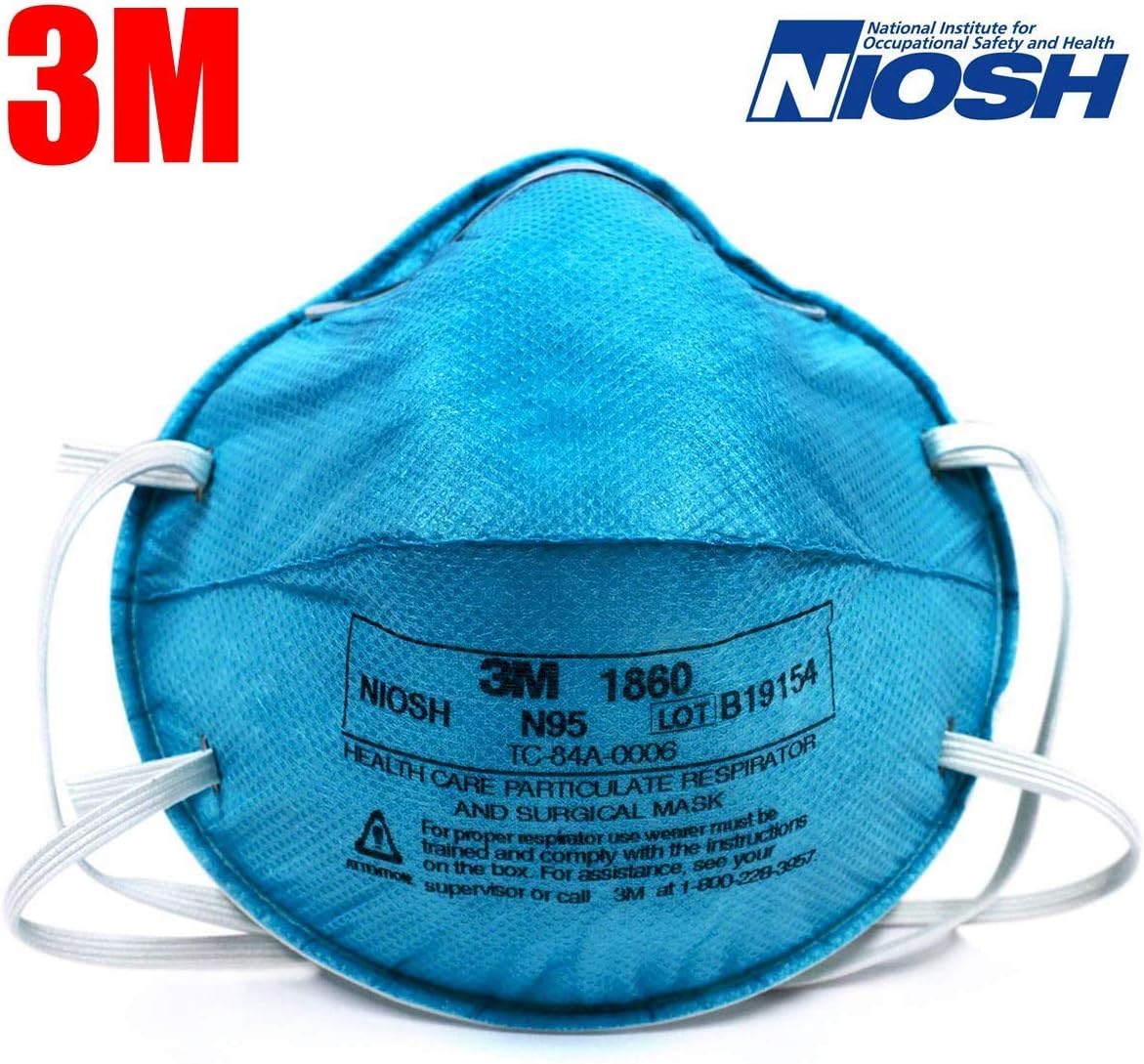 3M 1860 N95 NIOSH Approved Health Care Particulate Respirator and Medical Surgical FaceMask (160)