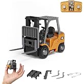 BRRRRT 1/64 RC Forklift Toy 7 Channel 2 Mode Mini Remote Control Forklift Truck with Rechargeable Battery, 2 in 1 Transformable Lift Fork &amp; Hook with Lights &amp; Sounds for Adults Kids Boys and Girls