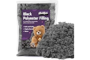 MORFEN 3.52Oz/100g Grey Black Polyfill Stuffing for Animal, Black Fiber Fill, Polyester Stuffing for Stuffed Animals, Heat Polyester Fiber Fill, Premium Poly Filling Stuffing for Crochet DIY Crafts