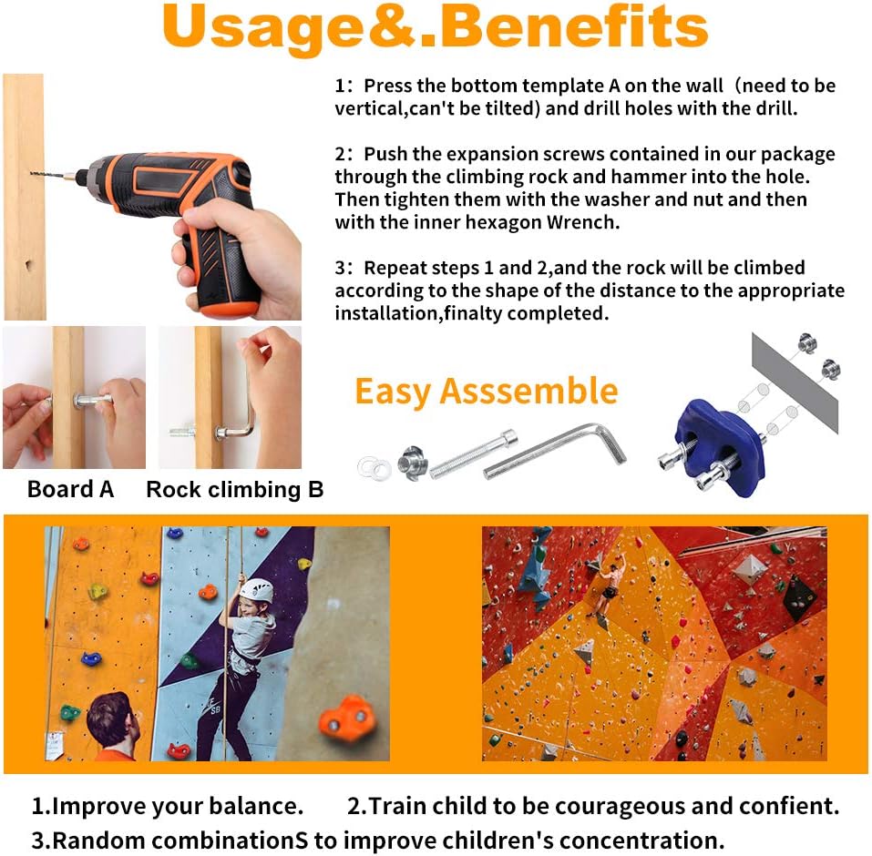 OuYezy 25 Rock Climbing Holds for Kids and Adults with Mounting Screws and Hardware for DIY Kids Indoor and Outdoor Play Set, Build Rock Climbing Wall: Toys & Games