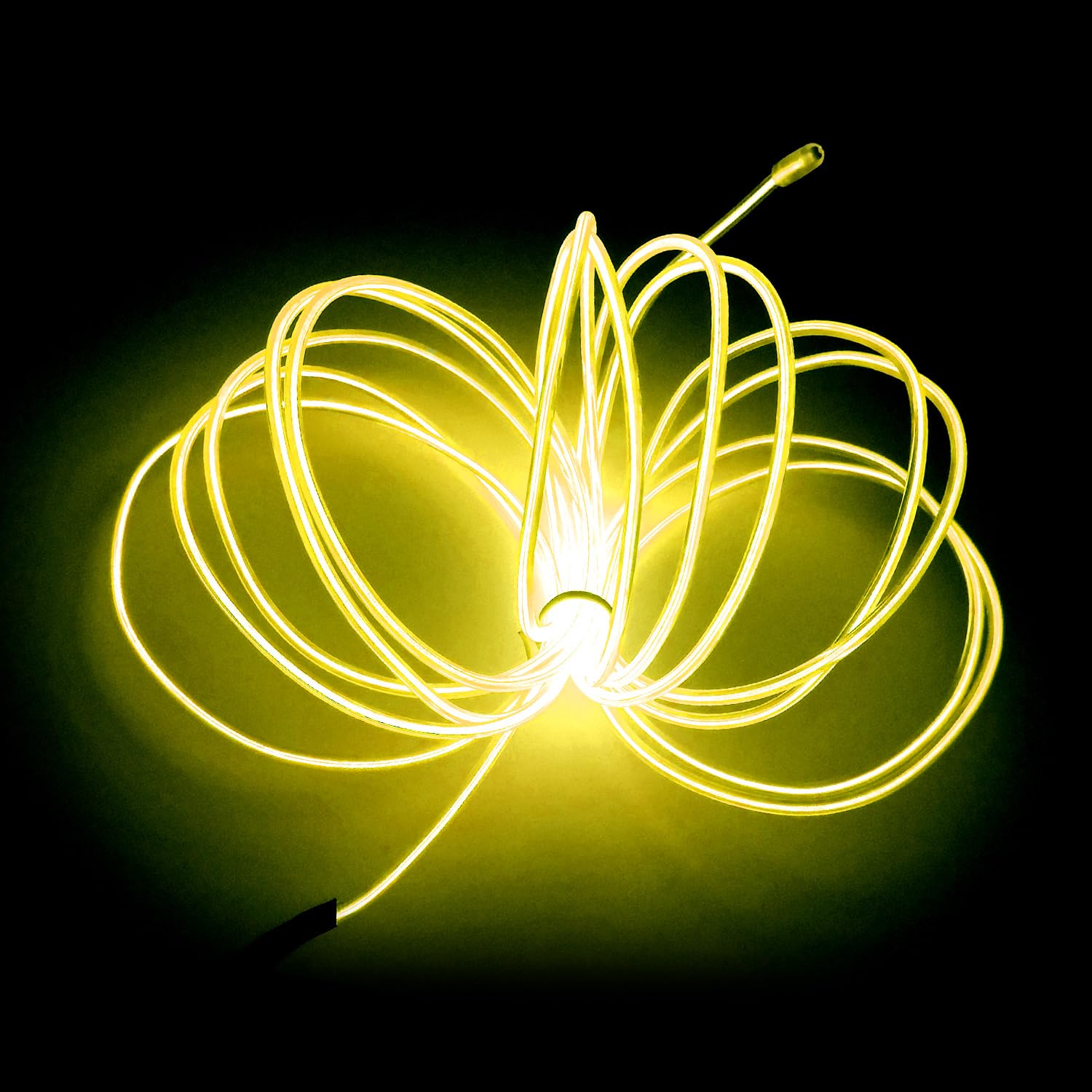 Balabaxer EL Wire Yellow, 16.4ft/5M Neon Lights Noise Reduction Portable Neon Electroluminescent Wire for Parties, Halloween, DIY Decoration