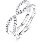 IMOLOVE Moissanite Wedding Bands for Women, 0.3 Carat Simple Fashion Adjustable Rings for Women Trendy Stackable Open Wedding Band Rings with 18K White Gold Plated Size 5-10