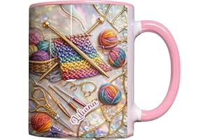 Sturdy Knitting Themed Ceramic Drinking Cup Sophisticated Drinkware Suitable for Warm and Cold Drink Sewing Cup