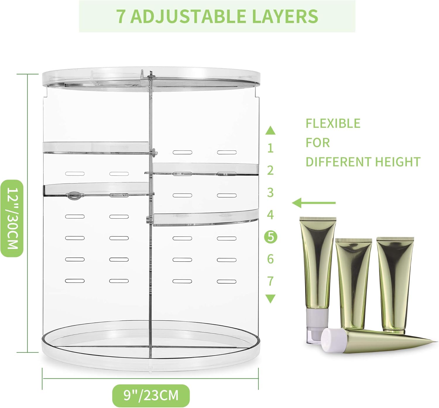 360° Rotating Makeup Organizer, Spinning Bathroom Organizer Countertop, Carousel Vanity Organizer, Cosmetic Organizer Makeup Holder Shelf, Make Up Organizers and Storage for Bedroom, Transparent: Home & Kitchen