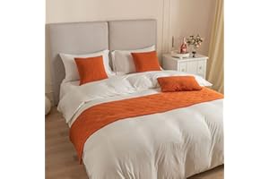 TOPHACKER Hotel Bed Runner and 2 Pillowcase Set Bed Scarf Solid Color Shell Pattern Bedspread Scarf Decorative Quality Soft No Fading Double-Sided Bed Throws for Foot of Bed for Twin Queen King Size Bed