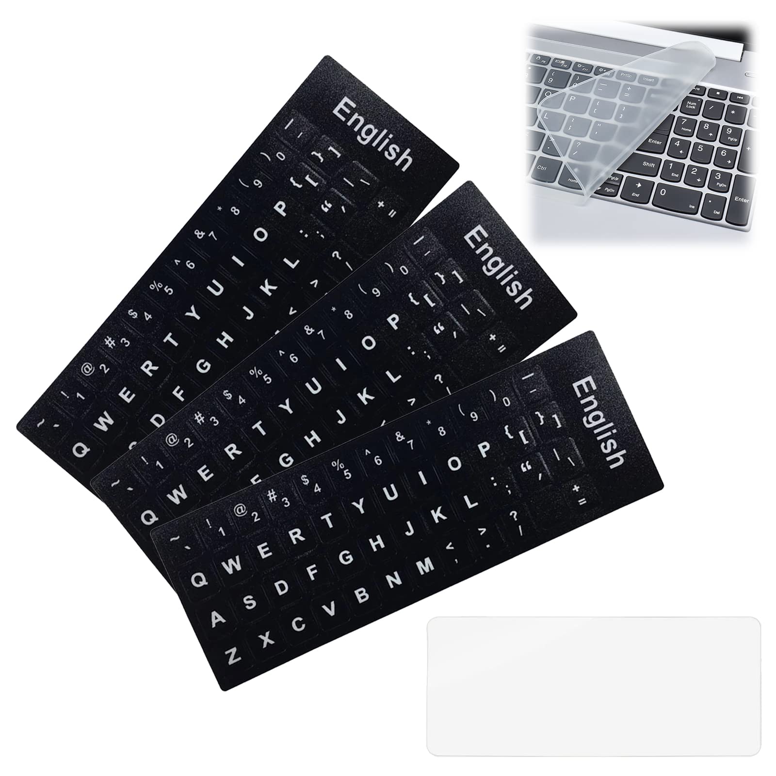 Keyboard Sticker, English Keyboard Sticker, Dustproof Keyboard Film, For Any Standard Keyboard, Laptop, Replace the Letters on the Keyboard Separately (3 Pieces)