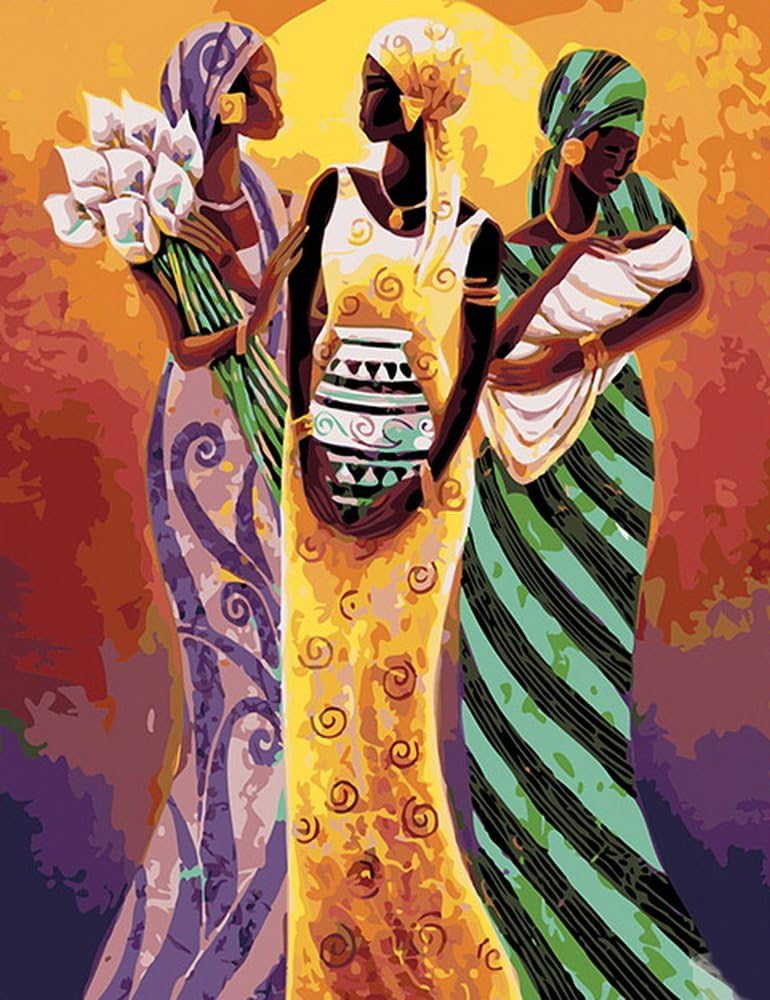 MailingArt Paint by Numbers Kits for Adults Beginners Kids - African Women