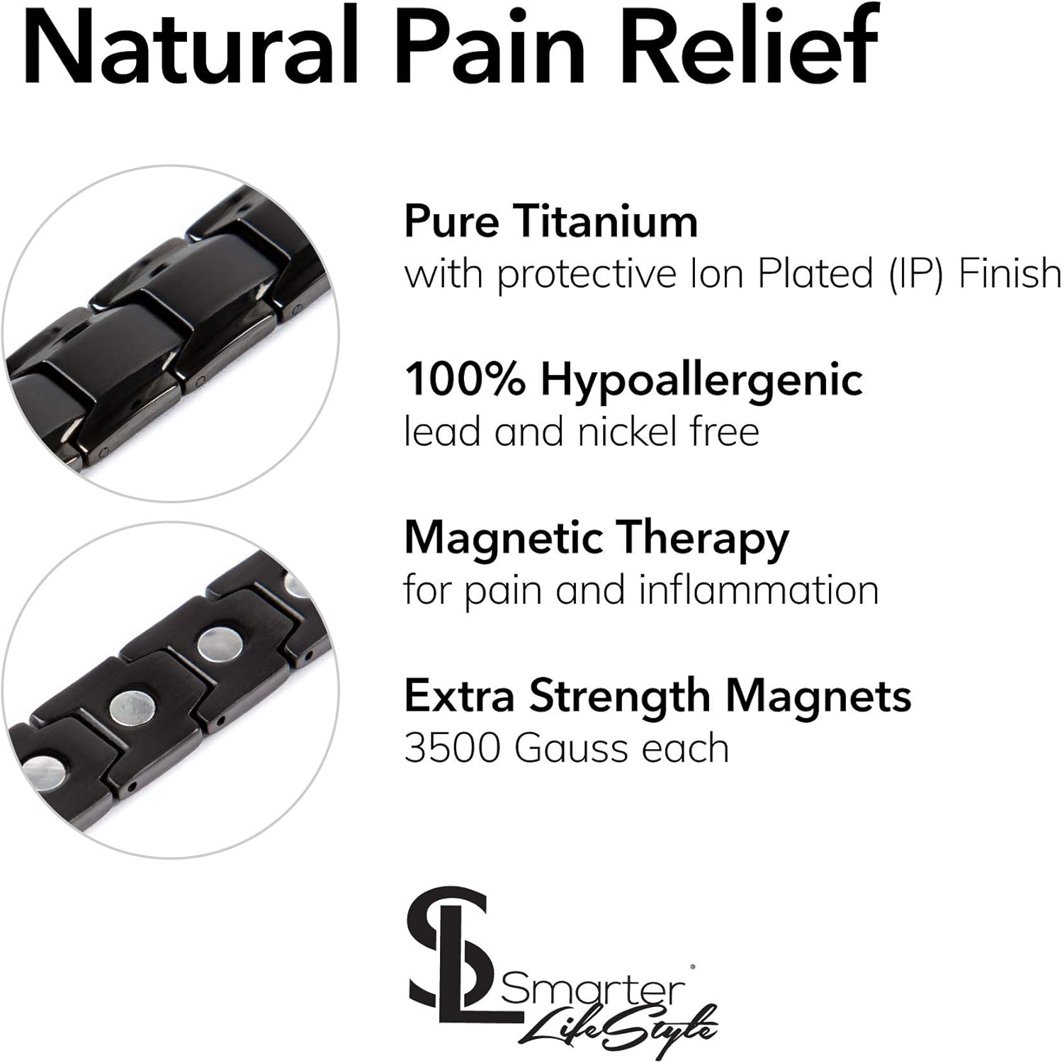 Elegant Titanium Magnetic Therapy Bracelet Pain Relief for Arthritis and Carpal Tunnel: Health & Personal Care