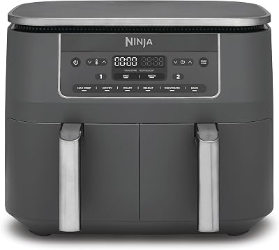 Air Fryer Dual Zone numérique, Friteuse à air, 2 compartiments, 7,6L