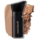 LAURA GELLER NEW YORK Retractable Black Kabuki Brush for Liquid, Cream and Powder Face Makeup With Aluminum Handle