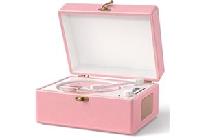 VICTRESS Portable CD Player with Bluetooth for Home CD Player with Built-in Speakers,Compact Desktop Design,USB,AUX,Headphone Jack,Vintage CD Player for Music Lovers (Pink)