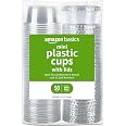 Amazon Basics Disposable Plastic To-Go Cups and Lids, Mini, 2oz, 50 Count, BPA Free, for Condiment, Salad Dressing, Sauces, J
