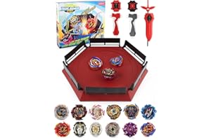 PWTAO Bey Battling Top Burst Launcher Grip Toy Blade Set Game Storage Box Case 10 Top Burst Gyros 3 Launchers Great Birthday Present for Boys Children Kids (006)