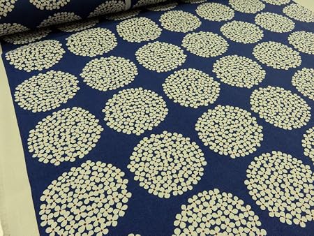 Amazon サークルフラワー ネイビー キャンバス生地 布 生地 通販
