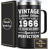 Lifecapido 60th Birthday Gifts, Vintage 1966 Aged To Perfection 20oz Insulated Coffee Mug, 60th Birthday Gifts for Men Dad Husband Grandfather Uncle, Black