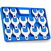 Orion Motor Tech 14pc Jumbo Crowfoot Wrench Set, Metric Crows Foot Wrench Set for 27 to 50 mm Flare Nuts, Chrome Plated Cr-V 