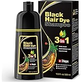 BOJICA 3 in 1 Black Hair Dye Shampoo for Gray Hair | Herbal Color Shampoo with Argan Oil & Ginseng | Instant Full Gray Coverage, 3-4 Weeks Lasting, Includes Cape & Gloves(16.9 Fl oz)