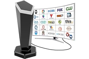 QGCLEARSO TV Antenna Indoor - 2025 Upgraded HD Digital Antenna for Smart TV, Long Range 400+ Miles, Supports 4K 1080P & All TV Models, TV Antenna for Local Channels in Crystal Clear, Easy Installation