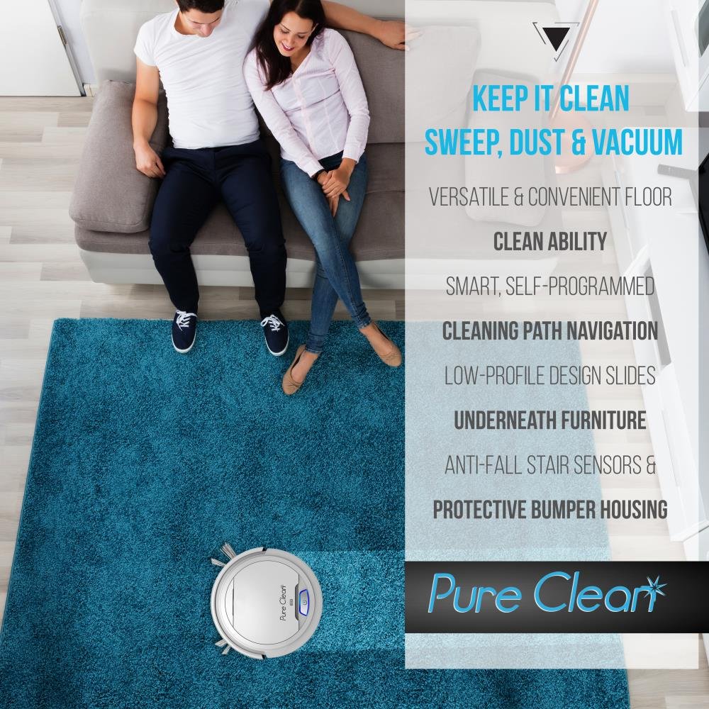 PUCRC25-Automatic-Robot-Vacuum-Cleaner-Lithium-Battery-90-Min-Run-Time-Robotic-Auto-Home-Cleaning-for-Clean-Carpet-and-Hardwood-Floor-Dry-Mopping-HEPA-Pet-Hair-Allergies-Friendly-Pure-Clean 71ftf8gGA3L