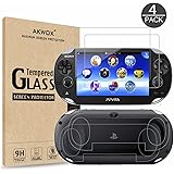 (4-Pack) 2 Front+2 Back Covers Screen Protectors for Sony Playstation Vita 1000, Akwox 9H Tempered Glass Front Screen Protect