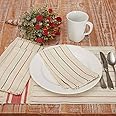 Piper Classics Betsy Stripe Napkins, Set of 4, 18" x 18", Farmhouse, Country, Patriotic, Primitive Americana Style Cloth Tabletop