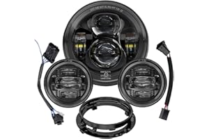 AVOUZ 7 Inch Motorcycle LED Headlight 4.5" Fog Passing Lights DOT Kit for Harley Davidson Street Glide Touring Road King Electra Glide Fat boy Ultra Classic Heritage Softail Switchback CVO Tri Glide Black